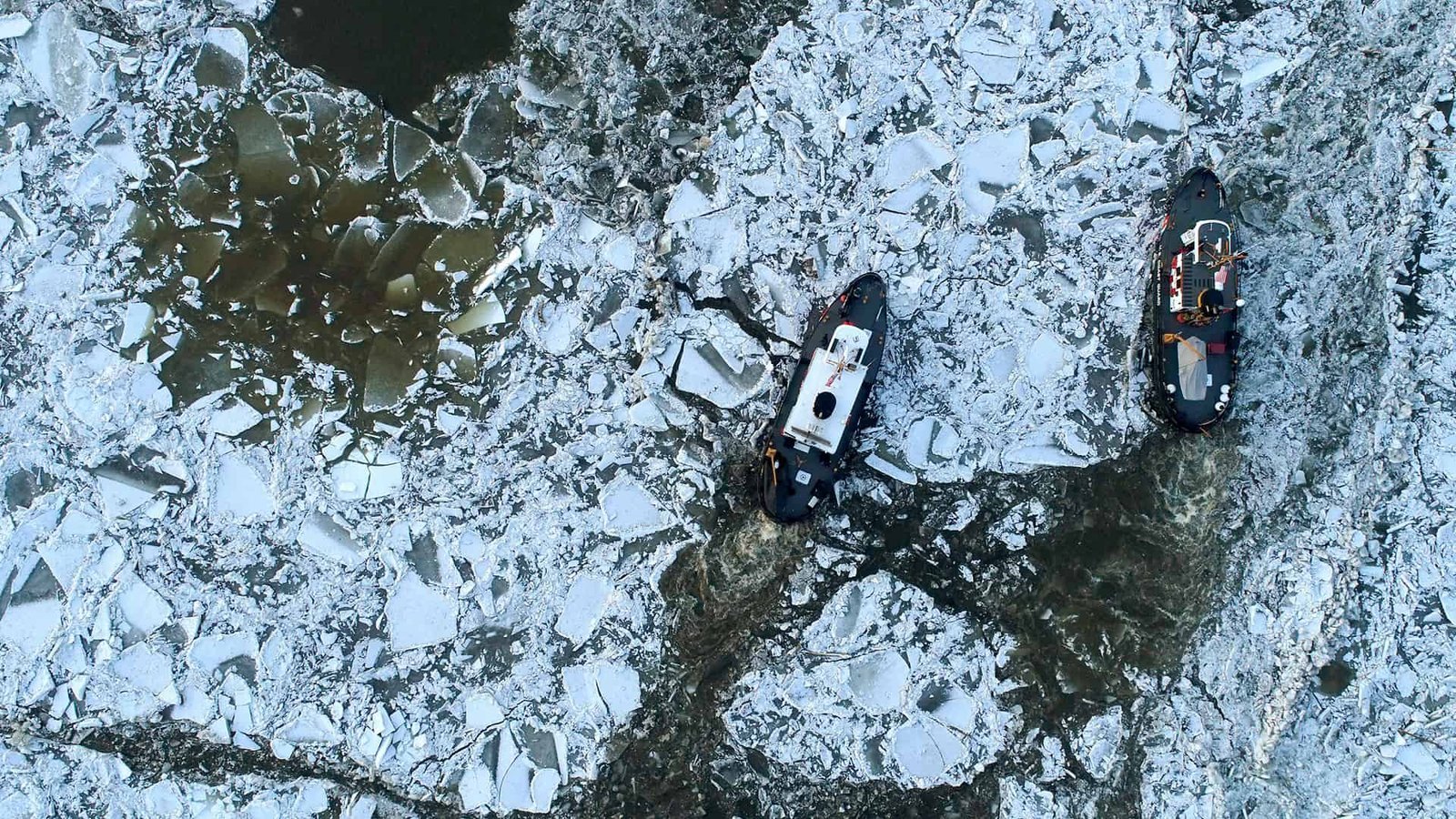 Coast Guard cutter break ice in Essex on the Connecticut River