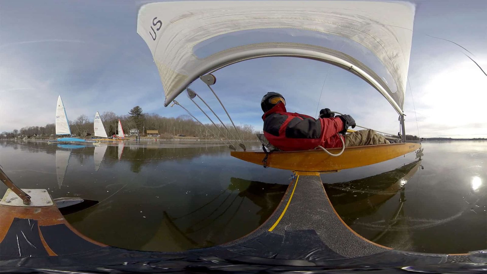 360 VR camera on ice boat