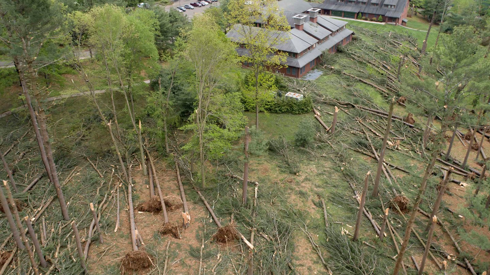 Tornados damage campus at Quinnipiac University in Hamden Connecticut