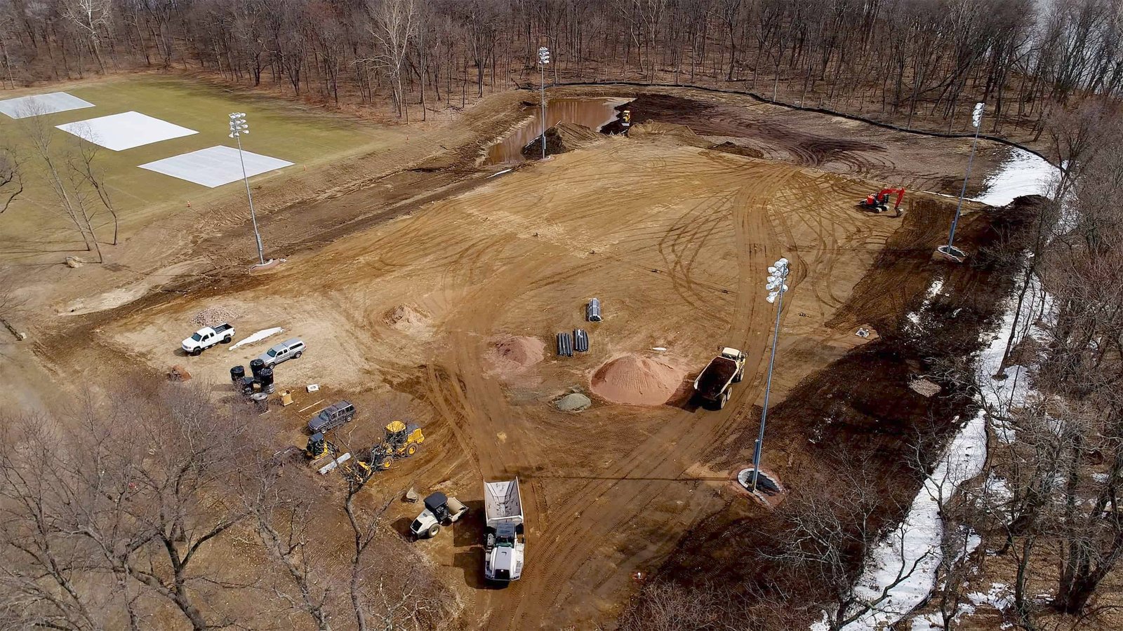 Construction continues at the Tunxis Mead soccer field in Farmington Connecticut