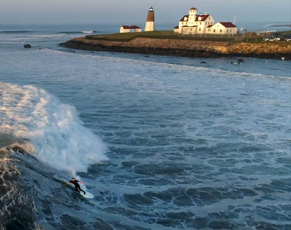 Surfing Point Judith, Aerial Drone Photography